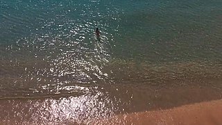 Topless Brunette Milf Gives Risky Pov Head On The Sand And Swallows