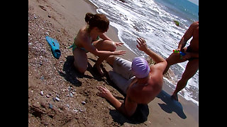 She Went to the Beach with Two Strangers to Get Her Ass Fucked!