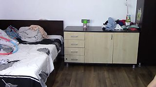 Sexy Brunette Wife Naked Workout At Home - Big Tits & Hairy Pussy