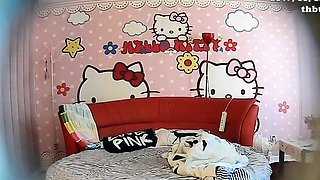 Amateur teen in colorful panties get dildoed and fucked hard