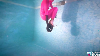 Hooded Latex Slave Weighted Underwater Control