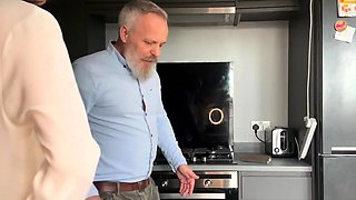 Lucky grandpa cocksucked by cute bitch