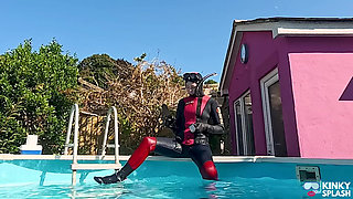 Neoprene Pool Swim Snorkel Breath-holds in Tight Mares Wetsuit