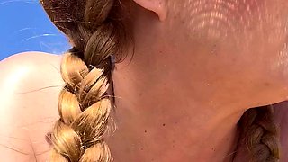 Super sexy blonde Rose goes solo outdoors