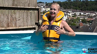 Tight Lifejacket Tease - Bikini Brat in the Pool