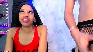 Black ebony using anal toys on tranny shemale