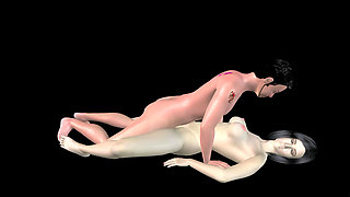 Animated 3D Porn - Asian Man Fucking Beautiful Girl in Missionary Pussy & Ass Creampie
