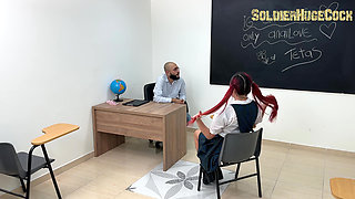 Horny student seduces her new teacher to suck his cock and record it for her OF - Anai Loves