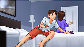 Summertime Saga - Gameplay - Roleplay - Debbie Scene - Kissing and Exposing Her Boobs