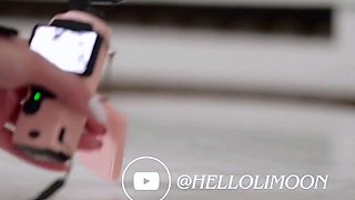 Petite brunette films her first double vaginal