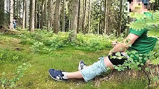 Dick Flash in the Forest Woman Watches and Masturbates. He Joins Sucks and I Cum on Her Tits.