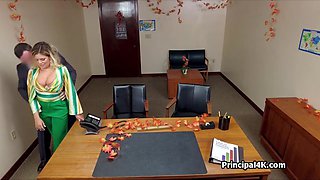 Principal fucks big-titted Hispanic wife again after a year