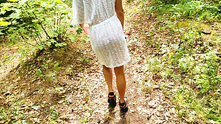 Married MILF Lagged Behind the Tourist Group and Wanted to Be Fucked Right on the Forest Path.