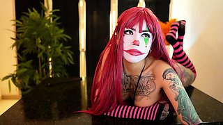 Fantastic stranded redhead teen flashing her big boobs