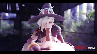 Witch Mercy Sensually Gobbles Massive Cock