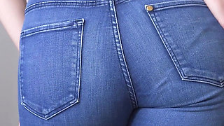 Ass Teasing in Tight Blue Jeans and Full Back Panties