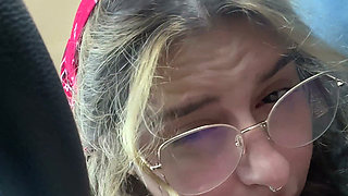 Hairy Pussy Slut Gives Me a Car Blowjob During Roadtrip! Chloe Kreams, Steve Rickz
