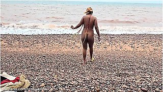 Hot Exhibitionist Gets Naked On The Beach - Hook Up With Voyeur With Slim Thick Ebony
