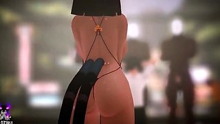 Hentai redhead gives blowjob and having sex