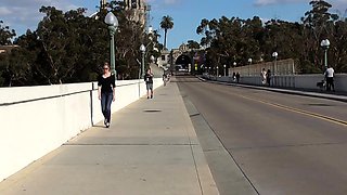 Public amateur fucked outdoors before cumshot