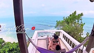 Brunette teen outdoor pov