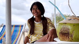 Tiny Thai teen takes a huge cock inside