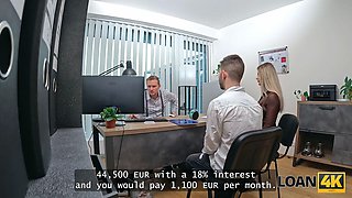 Loan4k. she got a loan and hopped on stranger's penis in the bank while her hubby was watching