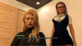 Grandma's House - Gameplay - Roleplay - College Uniform Cosplay - Stepmom and Stepdaughter Try to Please College Professor