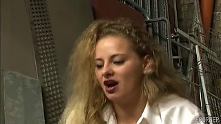 Lesbian Blonde MILF Pounds Uniform Worker