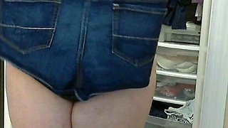 Amateur Katarina stripping panties and masturbating