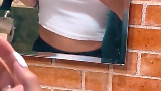 Horny latina rushes from bathroom to her room to fuck him pov