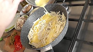 Solo Wife Sexy Mature Milf Without Panties And Bra In Kitchen Making Pizza. Shows Ass, Big Natural Tits. Handjob Fingers Big Clit, Wet Pussy, Nipples