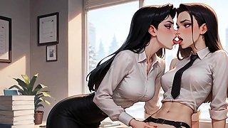 Office Triple Squirting Orgy - City Skyline