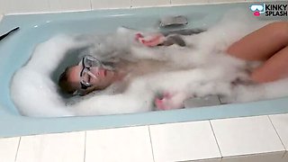 Blonde Lucy Lauren Rope Bondage in Bath - Gagged & Vibed to Powerful Orgasm