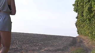 Walking Outdoors and Flashing Ass Under Skirt