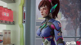 D.va Security BBC Punishment for Mischief - Double Facial Cumshot Overwatch 3D