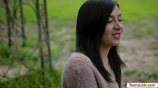 Asian and Blonde MILF Lesbian Passion