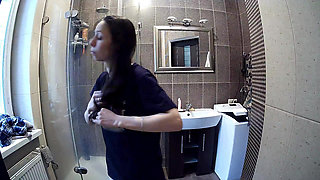 Stella About to Shower Fully Naked - Real Amateur Voyeur
