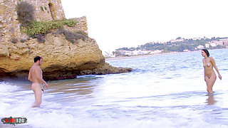 Nathalie Sainlouis: Nathalie Sainlouis Gives Jorge a Good Blowjob on the Beach