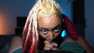 POV Quickie Creampie Before Bed - Pretty Mixed Girl with Dreads & Big Ass