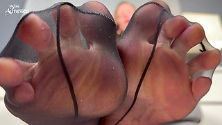 Worship My Fragrant, Moist, Warm, Silky Feet! - Pantyhose Domination with Foot Worship and Jerk off with Miss Adrastea