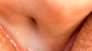 Creamy Orgasm Contractions - Extreme Close up Girl Masturbation - Meaty Pussy Lips