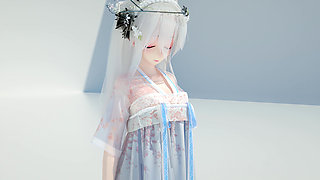 [mmd] Weak Sound - Flower Shade Transparent and Erotic Ancient Style Hanfu Particle Special Effects Flowing Water