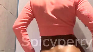 Hot Ebony Teen Peeing in a Public Toilet