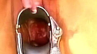 Mature Babe's Pussy Stretched Wide with Speculum and Devoured