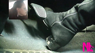 Driving Fast in Black Suede Knee High Boots