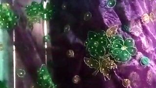Indian Batty man Crossdresser Bottom Gaurisissy demonstrating her humungous fun bags in purple saree