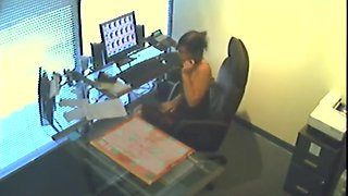Office slut caught as she masturbates