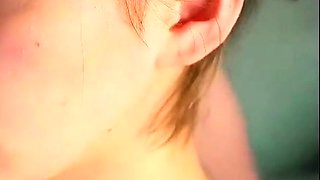 Small titted brunette teen fingering on the bed