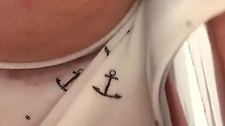Oiled My Bigtits and Pierced Nipples and Masturbates with Silver Vibrator